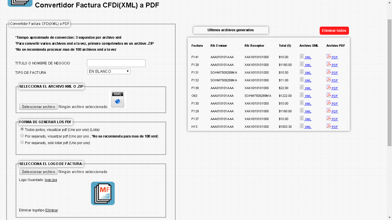 Ultimos CFDi Convertidos